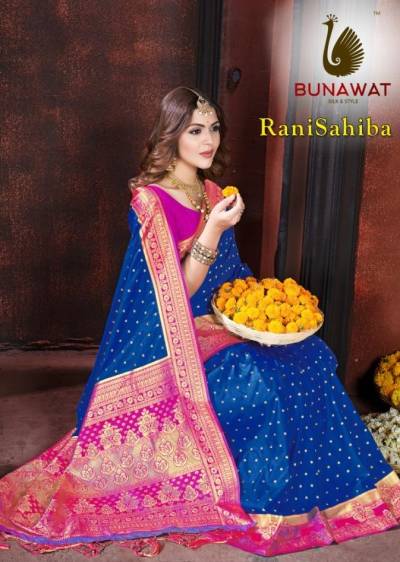 BUNAWAT RANI SAHIBA 1001 TO 1006 DESIGNER SILK SAREE WHOLESALER IN INDIA